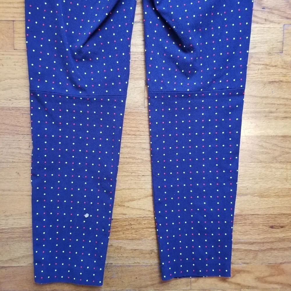 J Crew Women's Sweet Navy Polk Dot Stretch Pants - Picture 8 of 10